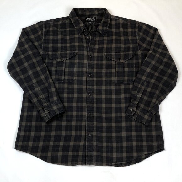 Filson Plaid Lightweight Alaskan Guide Shirt Black Charcoal Size XXL 10743 - Picture 2 of 11